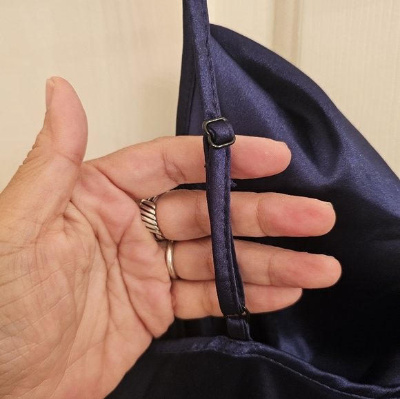 BeBe Navy Blue Cowl Neck Slip Dress, Lg - Picture 4 of 6